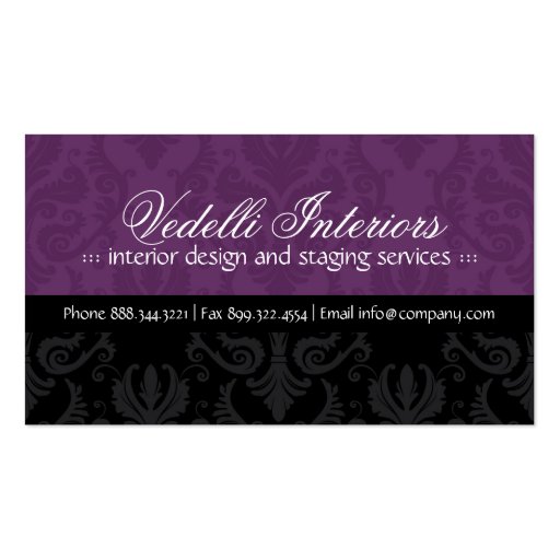 Classy Damask Designer Business Card (front side)