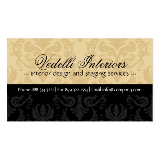 Classy Damask Designer Business Card (front side)