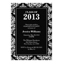 Classy Damask Graduation Announcement