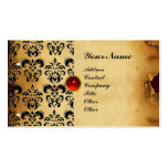 CLASSY DAMASK PARCHMENT MONOGRAM red black Business Card