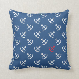 Classy Dark Blue and White Anchor Nautical Pattern Pillows