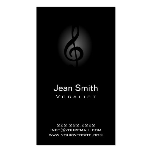 Classy Dark Clef Vocalist Business Card (front side)