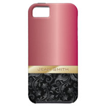 Classy Dark Floral Rose Gold Metal iPhone 5 Case at Zazzle