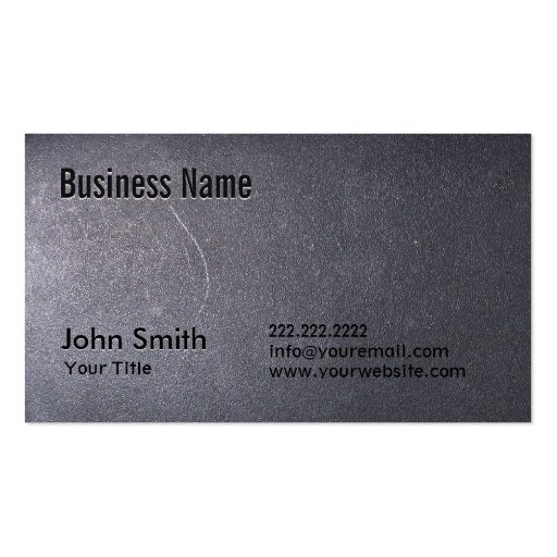 Classy Dark Gray Leather Texture Business Card (front side)