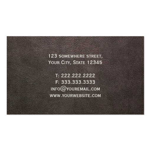 Classy Dark Leather Announcer Business Card (back side)
