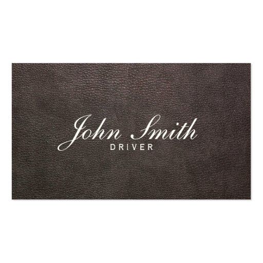 Classy Dark Leather Driver Business Card (front side)