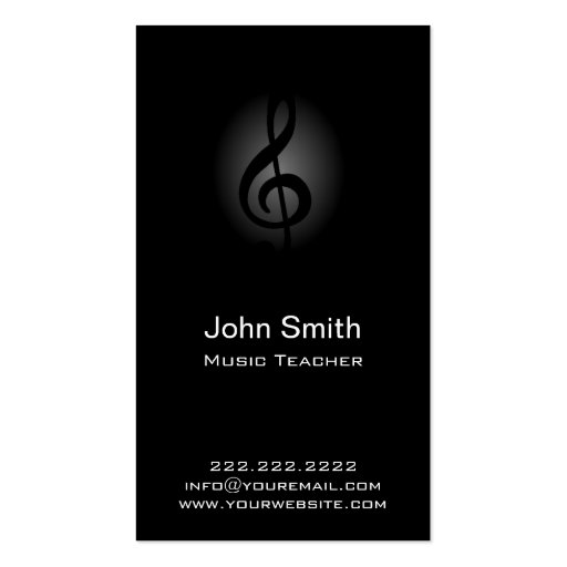 Classy Dark Music Teacher Business Card (front side)