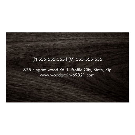 Classy dark oak wood grain professional profile business card templates (back side)
