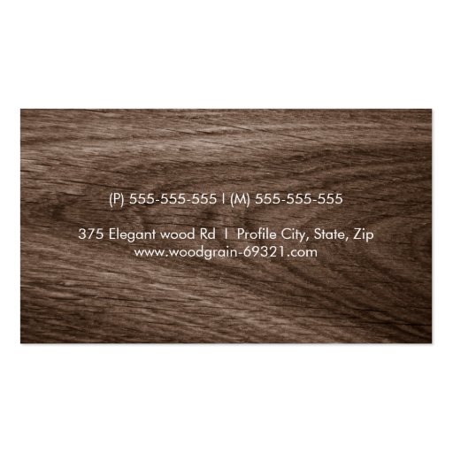 Classy dark oak wood grain professional profile business card (back side)