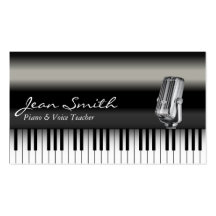 Classy Dark Piano & Voice Teacher Business Card