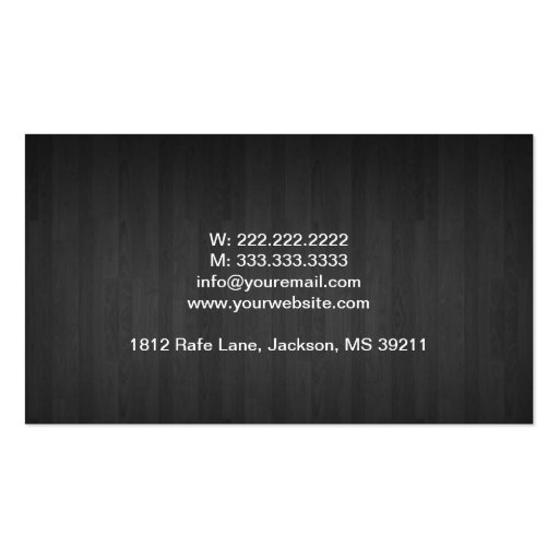 Classy Dark Wood Chiropractor Business Card (back side)