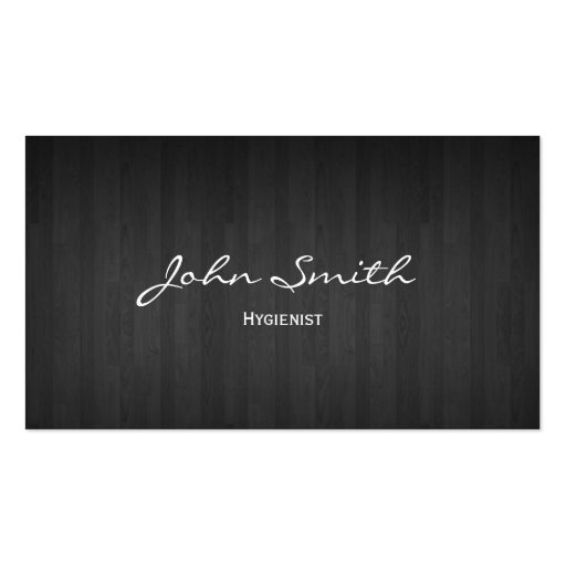 Classy Dark Wood Hygienist Business Card (front side)
