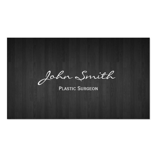 Classy Dark Wood Plastic Surgeon Business Card (front side)