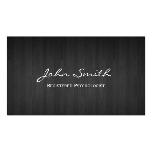 Classy Dark Wood Psychologist Business Card (front side)