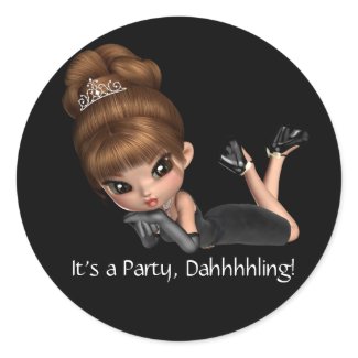 Classy Diva Party Favor Envelope Seal Diva Round Sticker