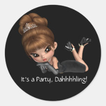 Classy Diva Party Favor Envelope Seal Diva Round Sticker