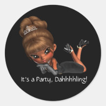 Classy Diva Party Favor Envelope Seal Round Stickers