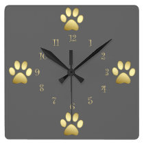 Classy Dog Paws Wall Clocks at Zazzle