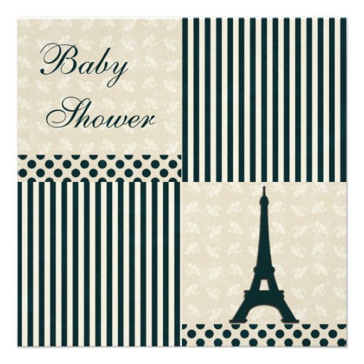 Classy Eiffel Tower Neutral Baby Shower Custom Announcements