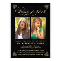 Classy Elegant Black 2013 Graduation Photo Invite