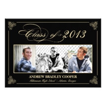Classy Elegant Black 2013 Graduation Photo Invite