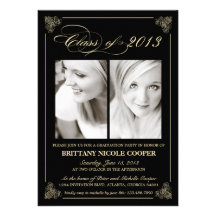 Classy Elegant Black 2013 Graduation Photo Invite