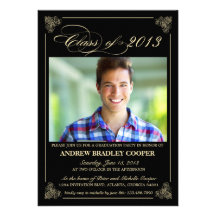 Classy Elegant Black 2013 Graduation Photo Invite