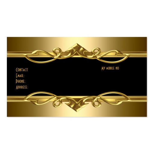 Classy Elegant Ornate Gold On Gold Black 2 Business Card Templates (back side)