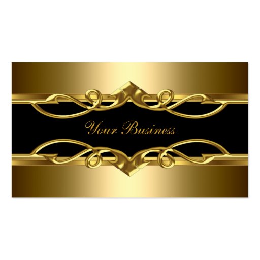 Classy Elegant Ornate Gold On Gold Black 2 Business Card Templates (front side)