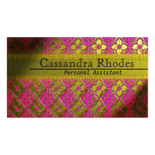 Classy & Feminine Gold Metal & Pink Business Cards (front side)