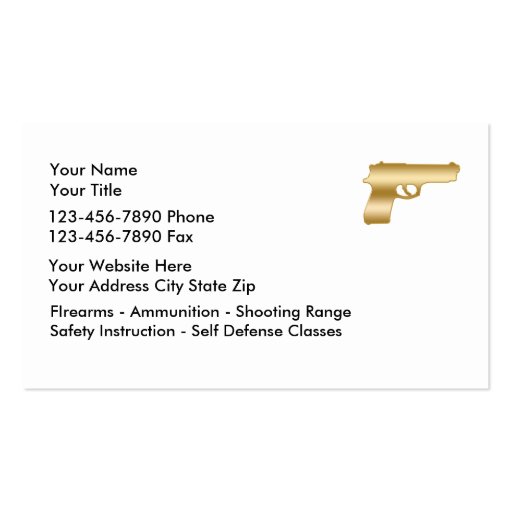 Classy Firearms Business Cards (back side)