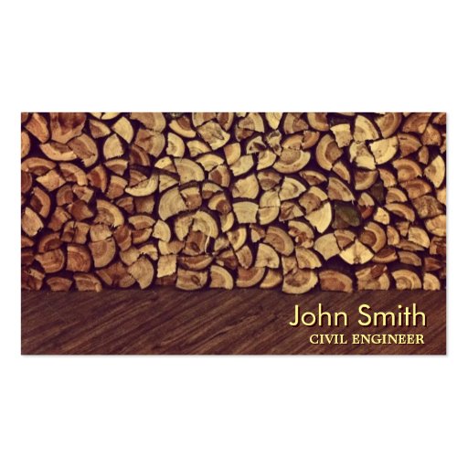 Classy Firewood Civil Engineer Business Card (front side)
