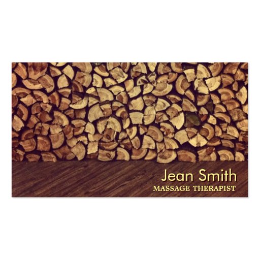 Classy Firewood Massage Therapist Business Card (front side)