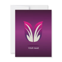 CLASSY FLOWER COMPLIMENT CARD VIOLET PERSONALIZED INVITE