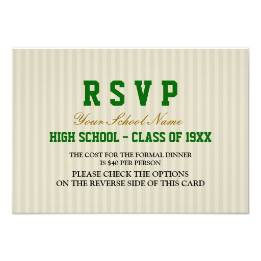 Classy Formal Class Reunion RSVP Announcements (front side)