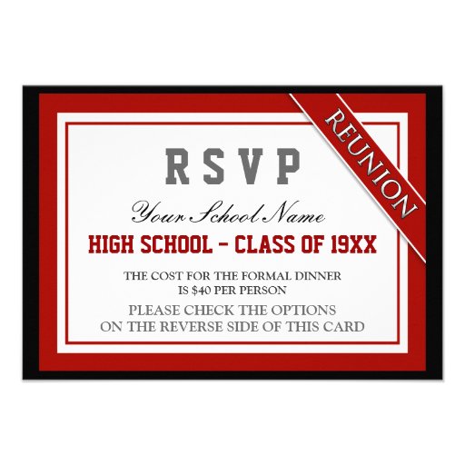 Classy Formal Class Reunion RSVP Custom Announcements (front side)
