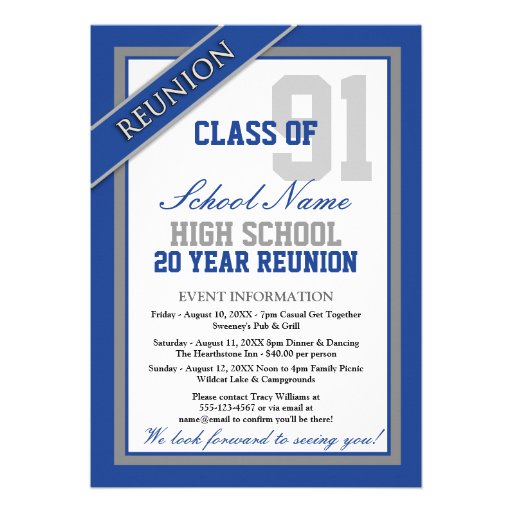 Classy Formal High School Reunion Announcements (front side)