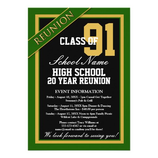 Classy Formal High School Reunion Custom Invite (front side)