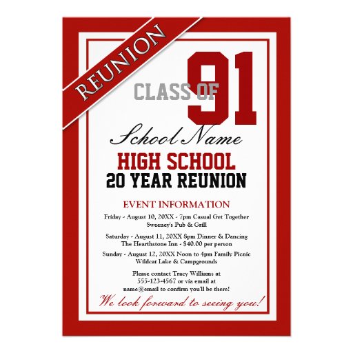 Classy Formal High School Reunion Custom Invites (front side)