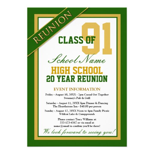 Classy Formal High School Reunion Custom Announcements (front side)