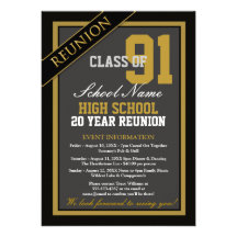Classy Formal High School Reunion Custom Invitations