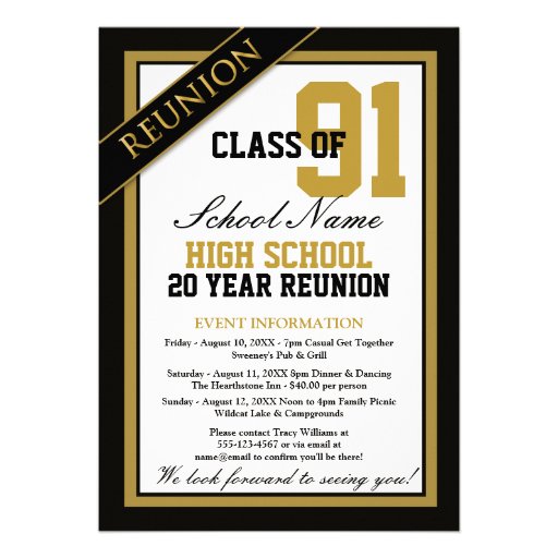 Classy Formal High School Reunion Invites (front side)
