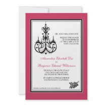 Classy Fuschia Chandelier 5x7 Wedding Invitation by TheWeddingShoppe Classy Fuschia Chandelier 5x7 Wedding Invitation