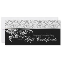 Classy Gift Certificate Retail Floral Black W Rack Cards
