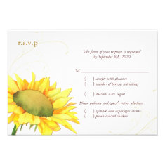 Classy Gold Autumn Sunflower Wedding RSVP (3.5x5) Custom Announcement