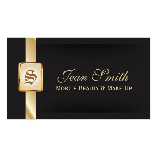 Classy Gold & Black Mobile Beauty Business Card (front side)
