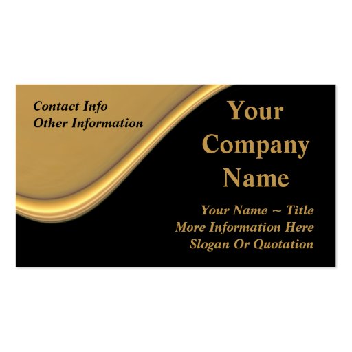 Classy Gold Wave On Black Business Cards (front side)