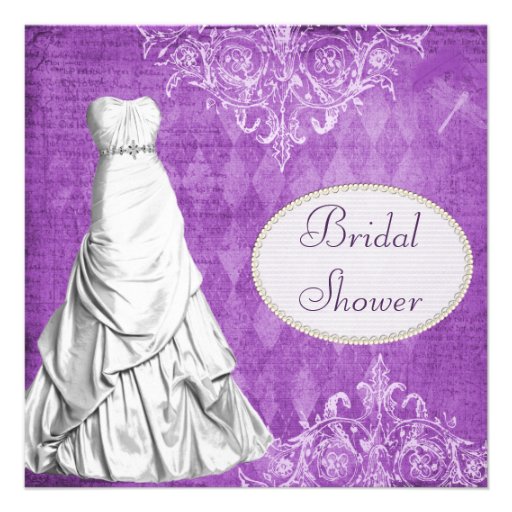 Classy Gown Vintage Shabby Chic Bridal Shower Invites