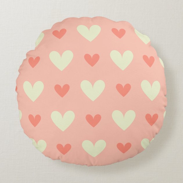 Classy Graceful Hearts - Love and Peace Pattern Round Pillow