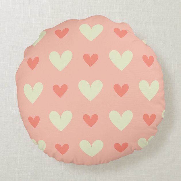 Classy Graceful Hearts - Love and Peace Pattern Round Pillow